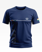 Navy blue CRPF t-shirt with Service and Loyalty text, Indian flag patch on sleeve