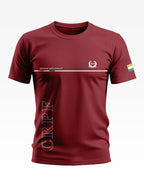 Maroon CRPF t-shirt with 'Service and Loyalty' text, logo, and Indian flag on sleeve