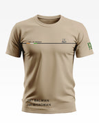 Beige men's t-shirt featuring '9th Jat Regiment' text and military-inspired graphics