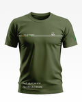 Olive green men's t-shirt with '9th Jat Regiment' and 'Jat Balwan Jai Bhagwan' printed on front