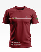 Maroon men's t-shirt with '9th Jat Regiment' and 'Jat Balwan Jai Bhagwan' printed design