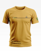 Yellow men's t-shirt with '9th JAT Regiment' text, IX symbol, and army-inspired design.