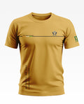 Yellow men's t-shirt with 3th Gorkha Regiment logo and bold military-inspired slogan print.