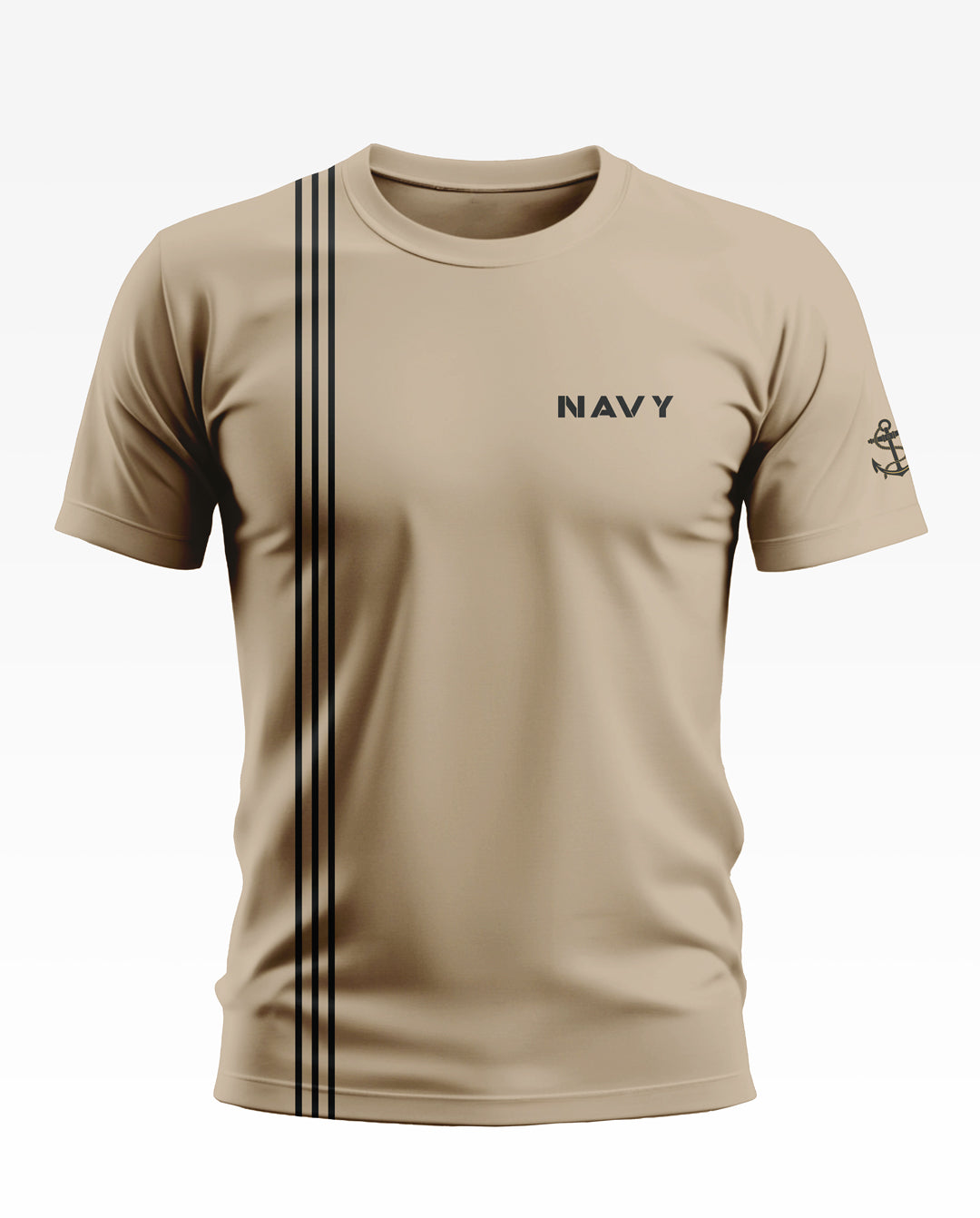 Navy tri line Soft Cotton T-shirt