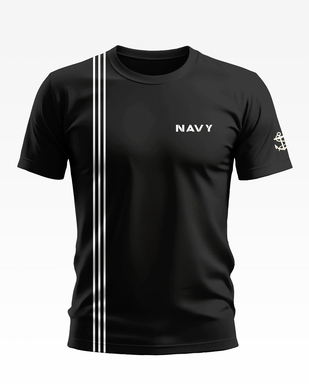 Navy tri line Soft Cotton T-shirt