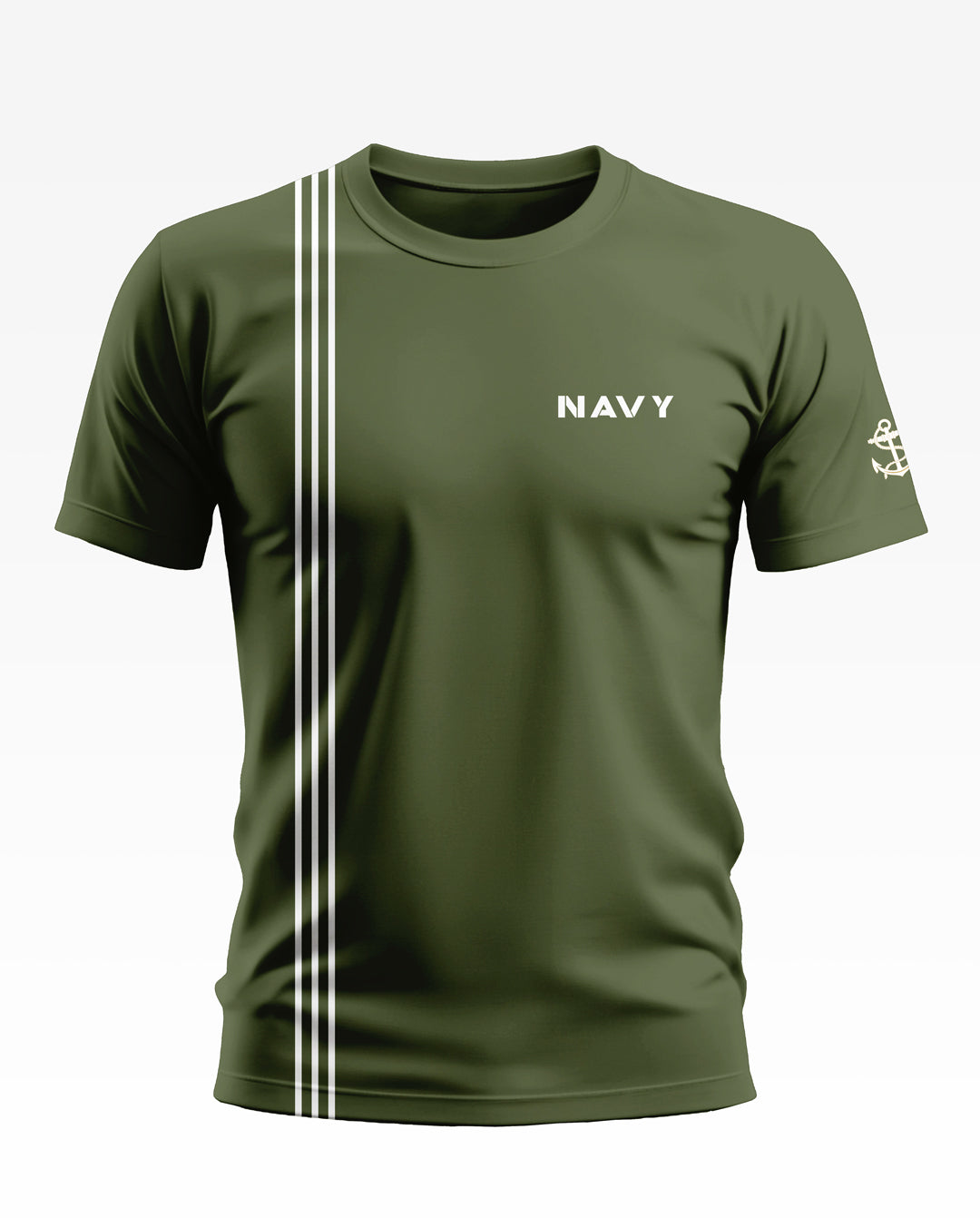 Navy tri line Soft Cotton T-shirt