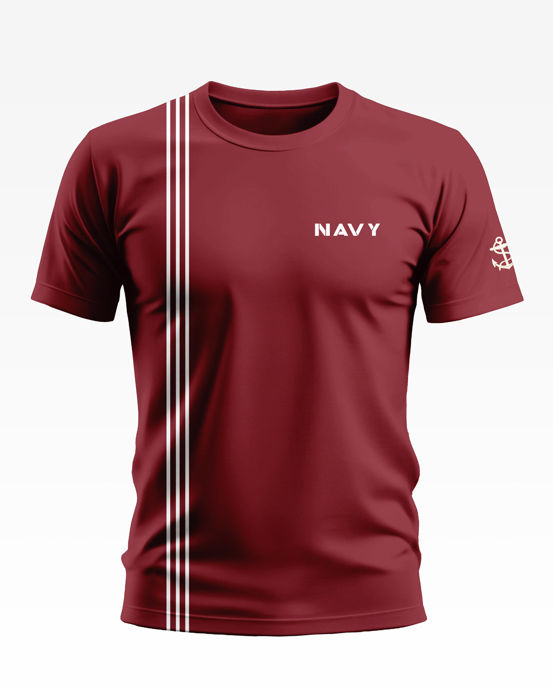 Navy tri line Soft Cotton T-shirt
