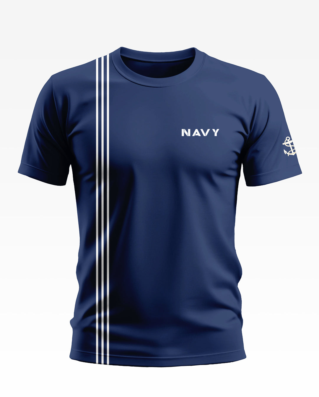 Navy tri line Soft Cotton T-shirt