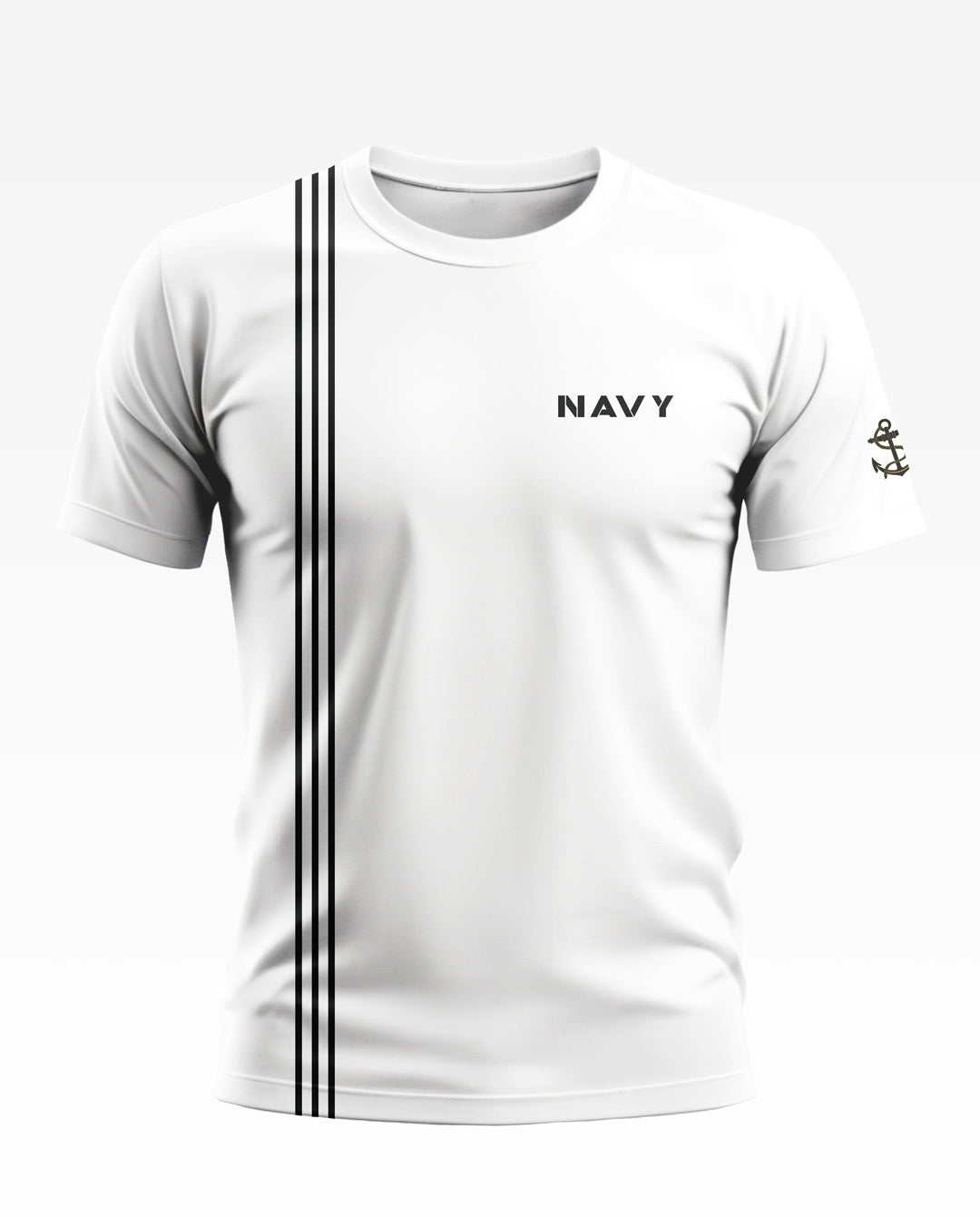 Navy tri line Soft Cotton T-shirt