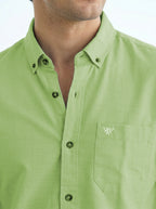 Full-Sleeve Breeze Linen Shirt in Parrot Green