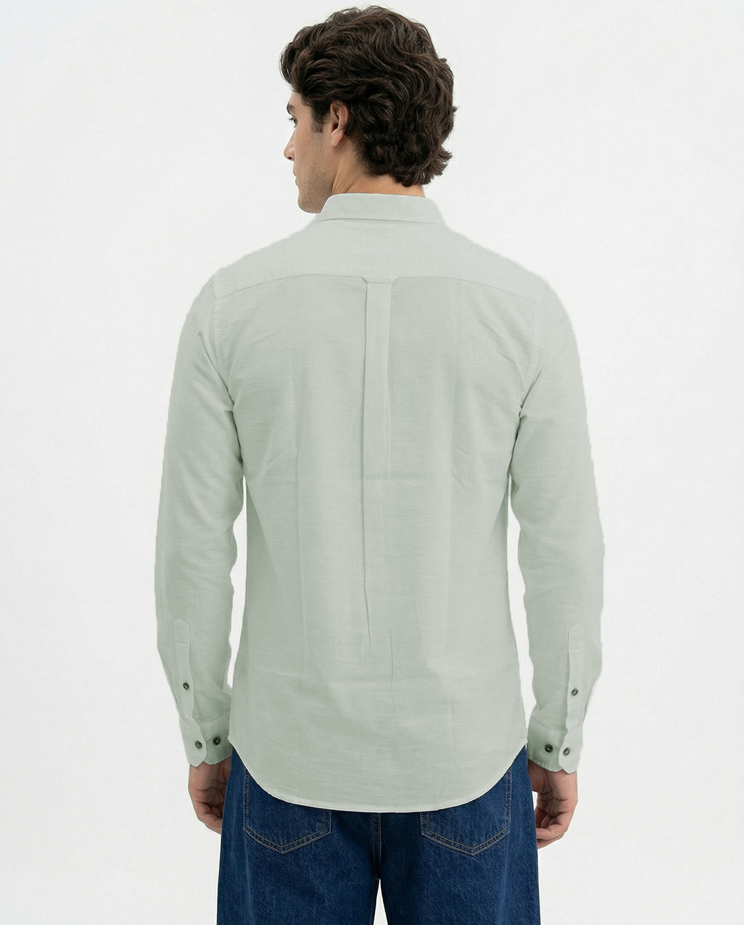 Full-Sleeve Breeze Linen Shirt in Light Olive