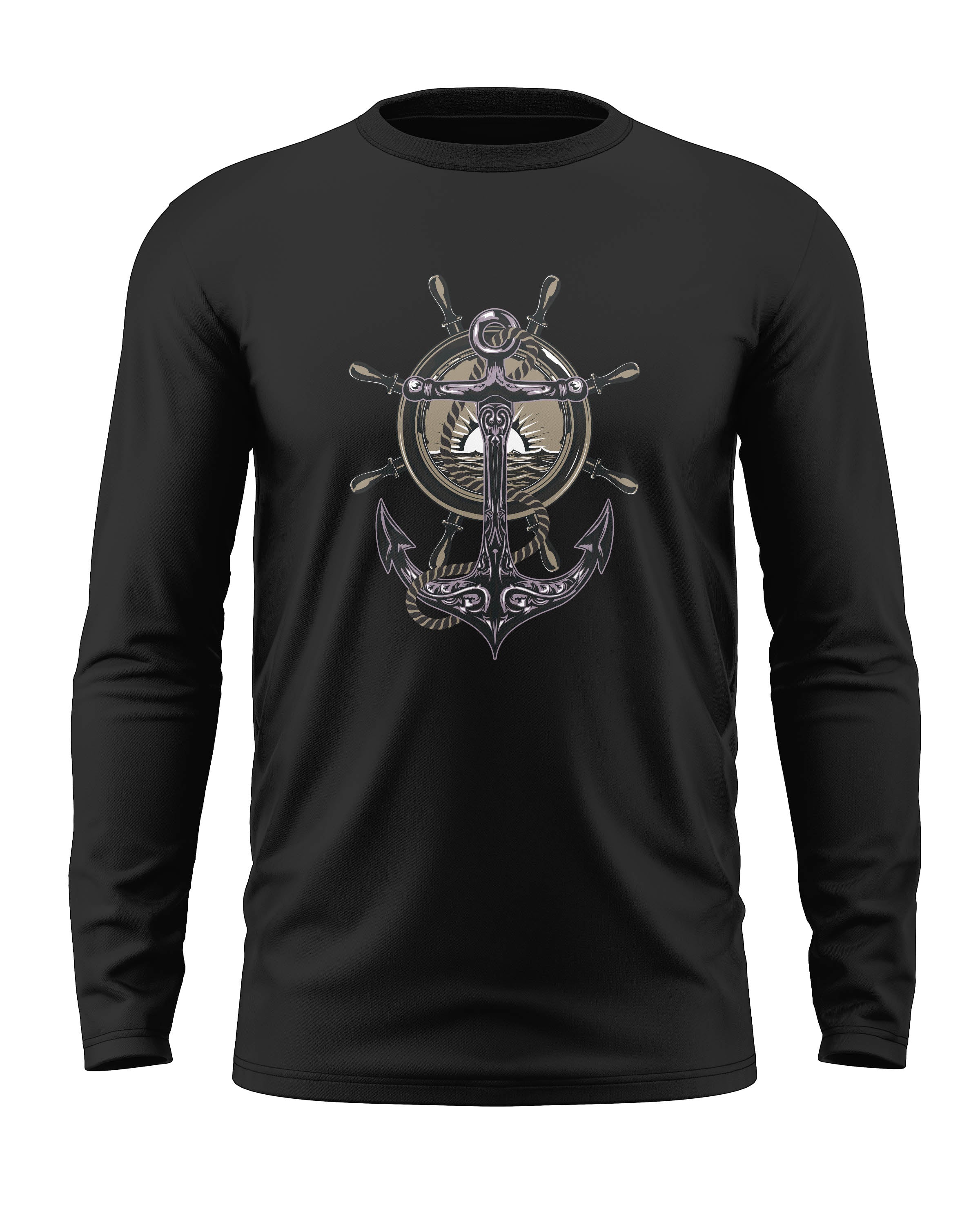 Navy Anchor Cotton Full Sleeve T-shirt