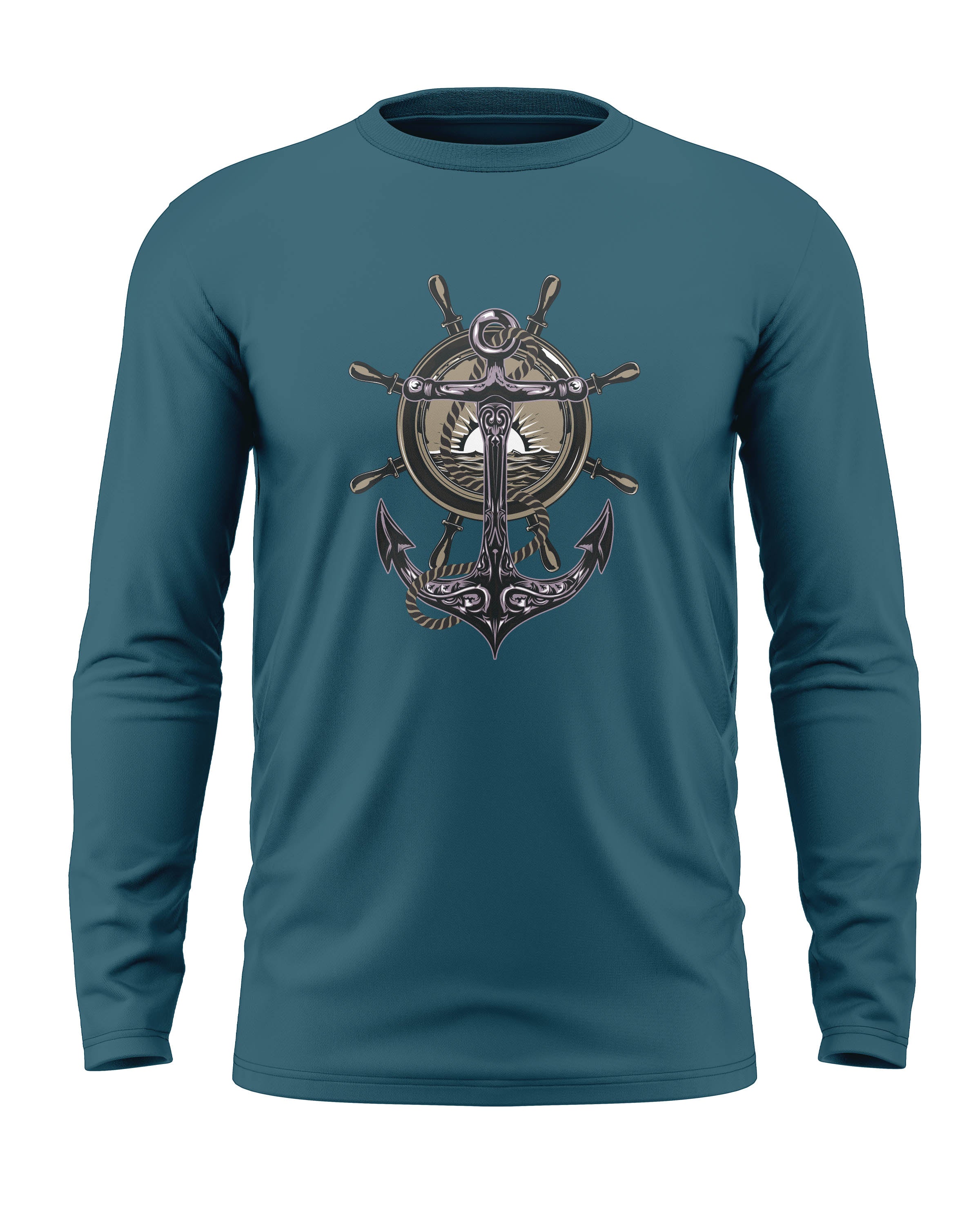 Navy Anchor Cotton Full Sleeve T-shirt