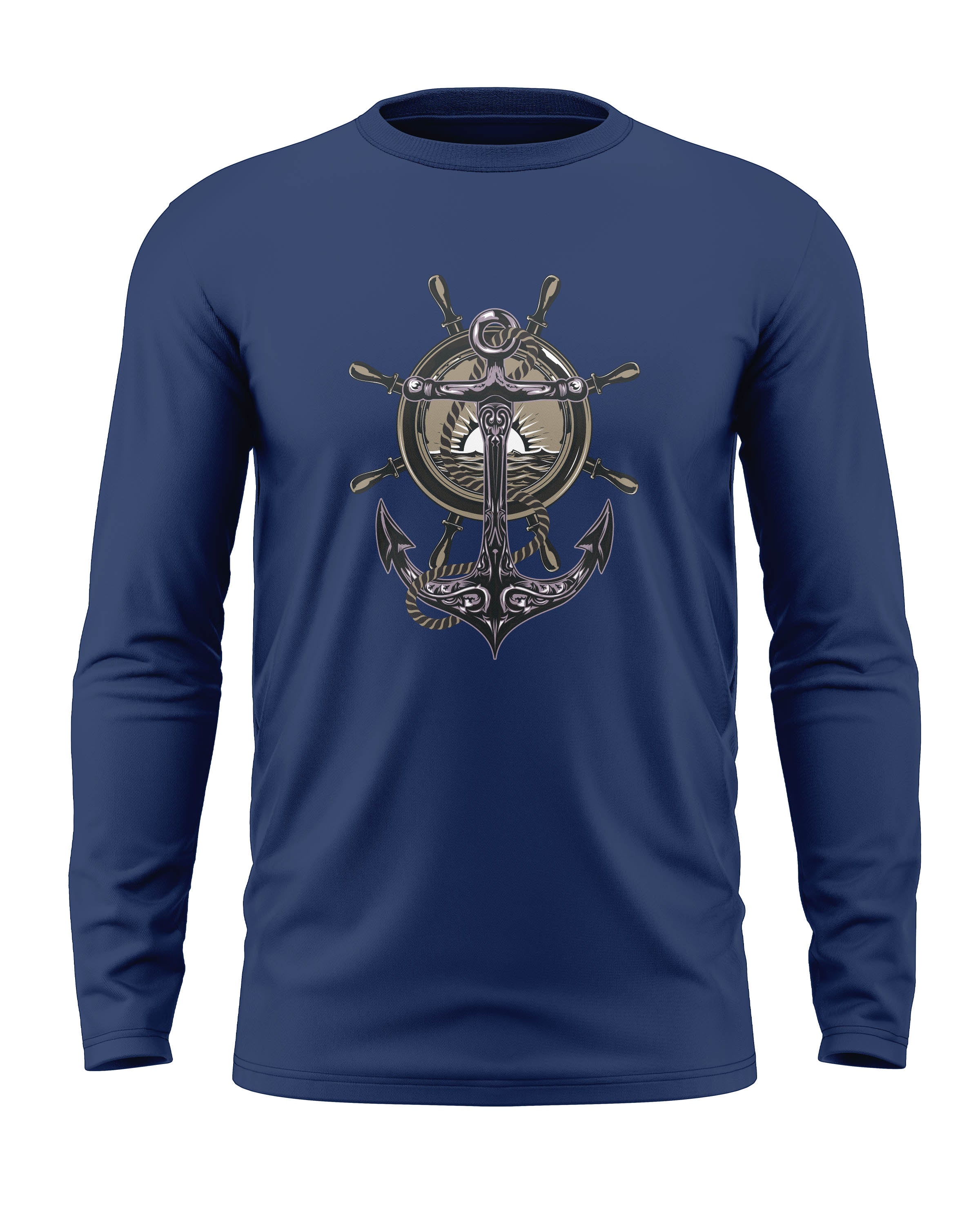 Navy Anchor Cotton Full Sleeve T-shirt