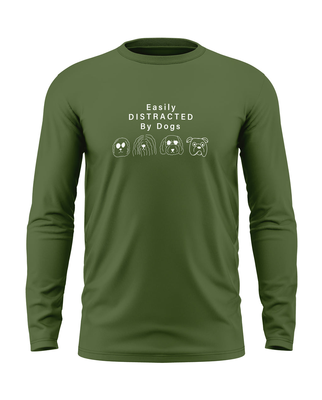 Easily Distracted By Dogs Cotton Full Sleeve T-shirt