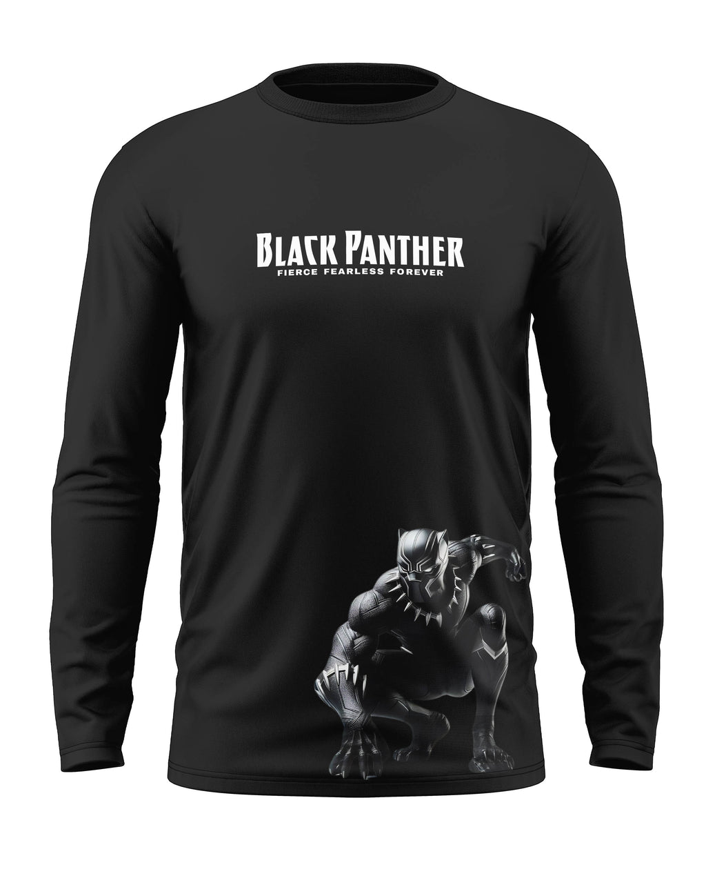 Black Panther Fierce Fearless Cotton Full Sleeve T-shirt
