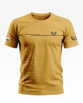Yellow CISF t-shirt with 'Protection and Security' text, Indian flag on sleeve, army style design