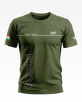 Olive green men's t-shirt with NSG lettering, Indian flag patch, and 'Best Security Everywhere' text.