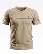 Beige men's t-shirt with SSB logo, Indian flag detail, and 'Security and Brotherhood' text
