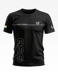 Black SSB t-shirt for men with 'Security and Brotherhood' text, Indian flag sleeve, army-style design