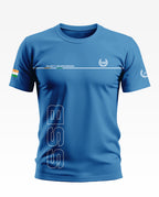 Blue men's t-shirt with SSB logo, SECURITY AND BROTHERHOOD text, and Indian flag on sleeve