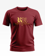 Maroon men's t-shirt with gold 'Rajputana Rifles' graphic and bold RR lettering