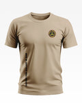 Beige men's t-shirt with Jungle Warriors Cobra logo and Victory for Gallant in War text
