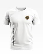 White men's t-shirt with small 'Jungle Warriors Cobra' badge and 'Victory for Gallant in War' text.