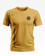 Yellow men's t-shirt with 'Jungle Warriors Cobra' chest logo and 'Victory for Gallant in War' text