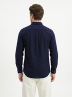 Full-Sleeve Breeze Linen Shirt in Navy Blue