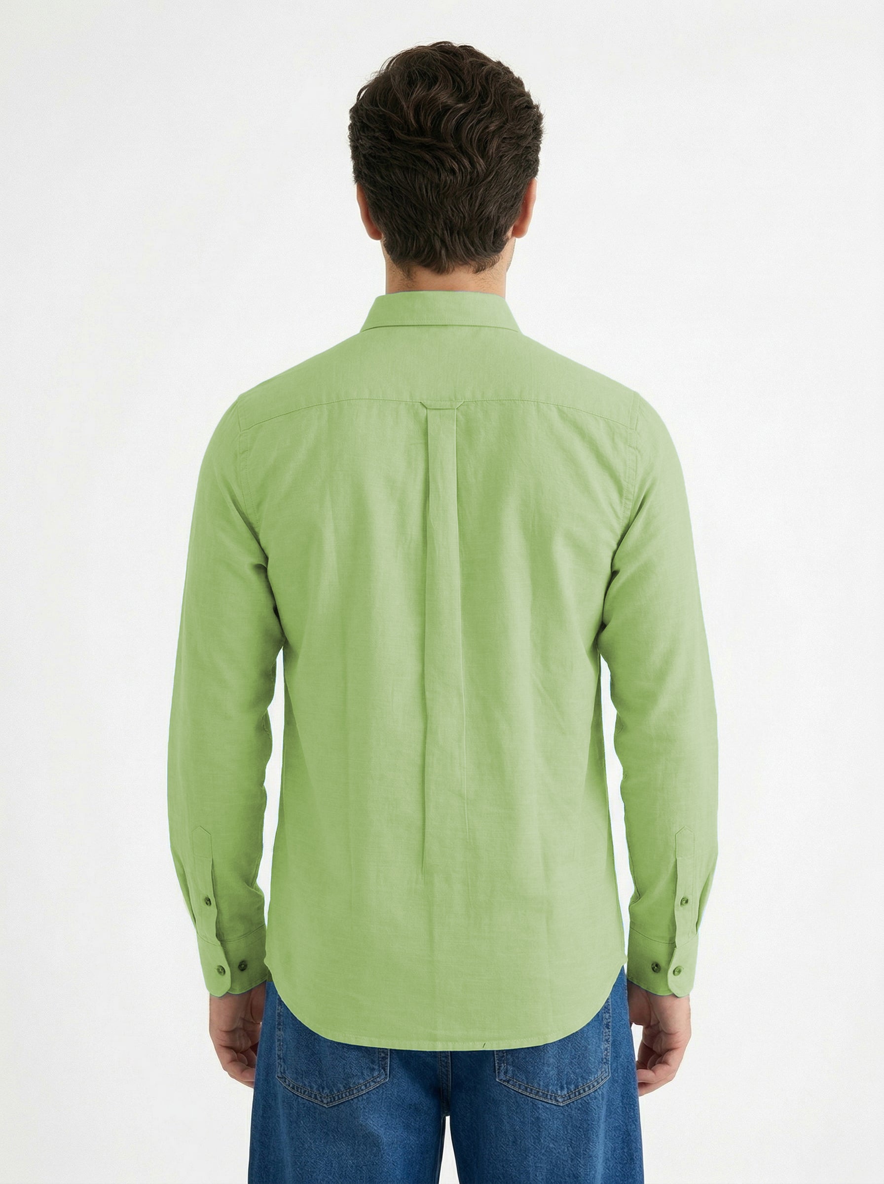 Full-Sleeve Breeze Linen Shirt in Parrot Green