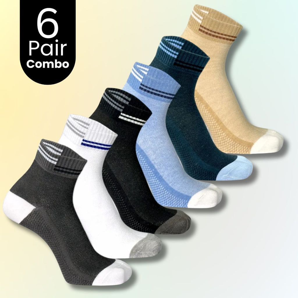 6-Pair Calf Socks Combo - Comfort Stretch