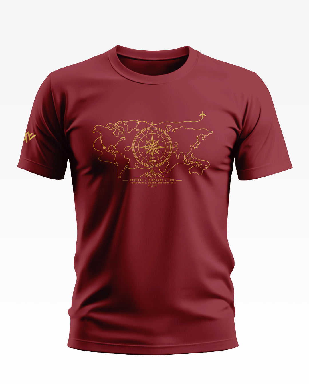 World Map With Compass Cotton T-shirt