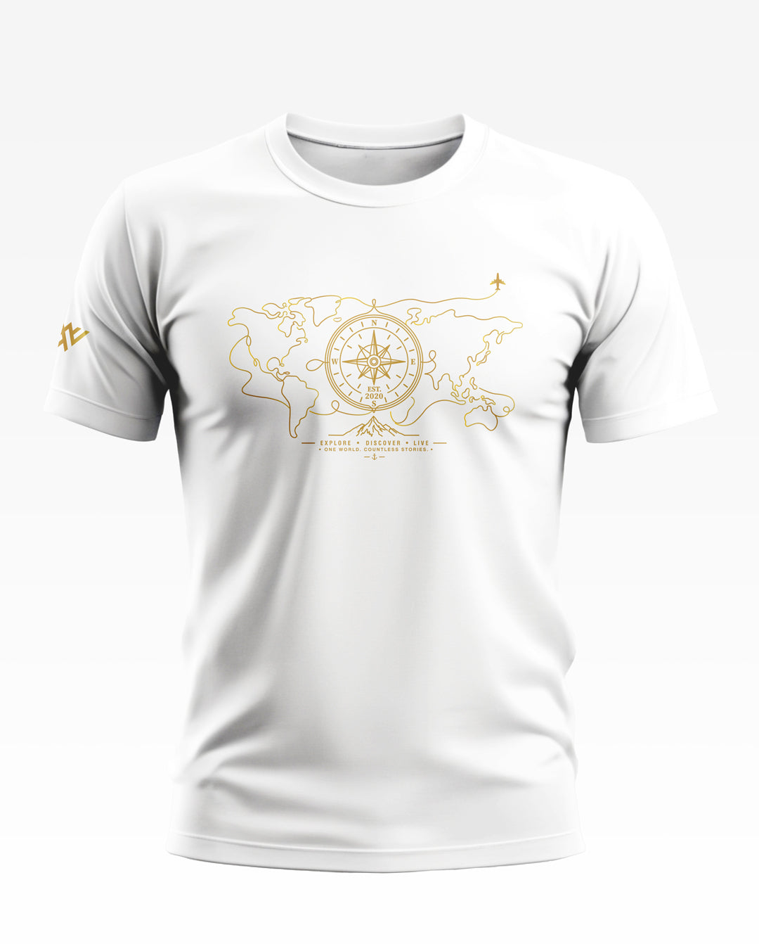 World Map With Compass Cotton T-shirt