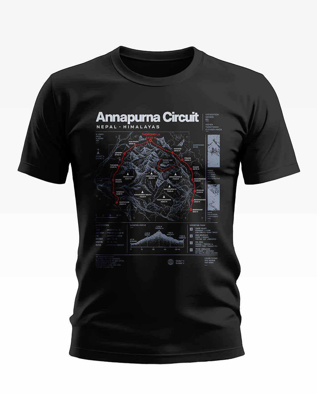 Annapurna Circuit Trail Map Soft Cotton T-shirt