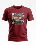 Explore Beyond Limits Adventure Collage Soft Cotton T-shirt