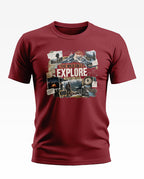 Explore Beyond Limits Adventure Collage Soft Cotton T-shirt