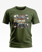 Explore Beyond Limits Adventure Collage Soft Cotton T-shirt