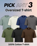 Pick Any 3 - Oversize Plain Round Neck Cotton T-shirt Combo