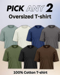 Pick Any 2 - Oversize Plain Round Neck Cotton T-shirt Combo