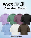 Pick Any 3 - Oversize Plain Round Neck Cotton T-shirt Combo