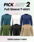 Pick Any 2 - Full Sleeve Plain Cotton T-shirt Combo