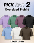 Pick Any 2 - Oversize Plain Round Neck Cotton T-shirt Combo