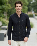 Full-Sleeve Breeze Linen Shirt in Black