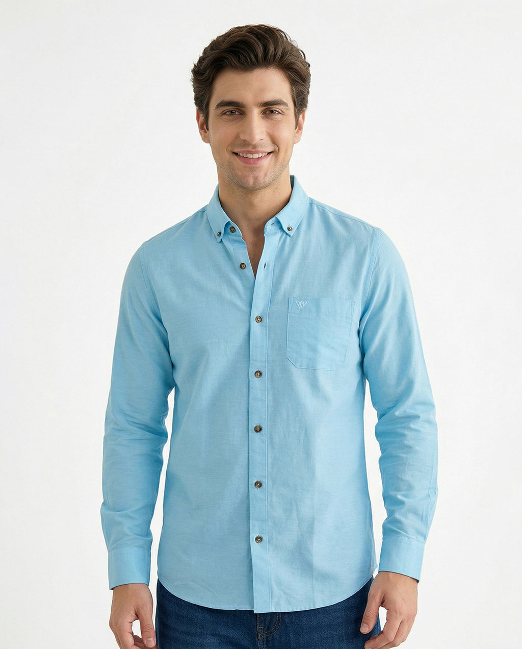 Full-Sleeve Breeze Linen Shirt in Sky Blue