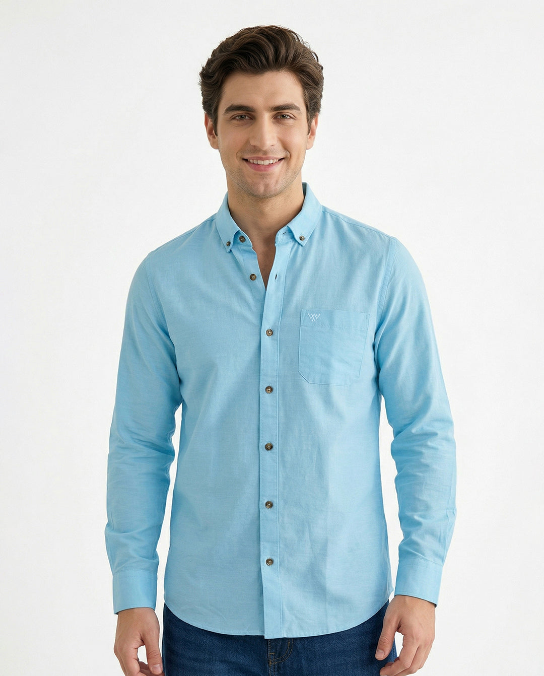 Full-Sleeve Breeze Linen Shirt in Sky Blue