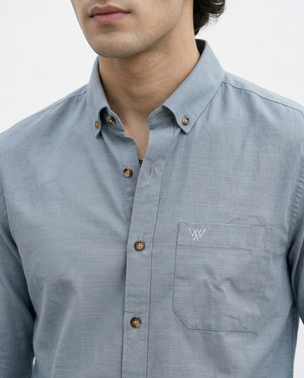 Full-Sleeve Breeze Linen Shirt in Grey