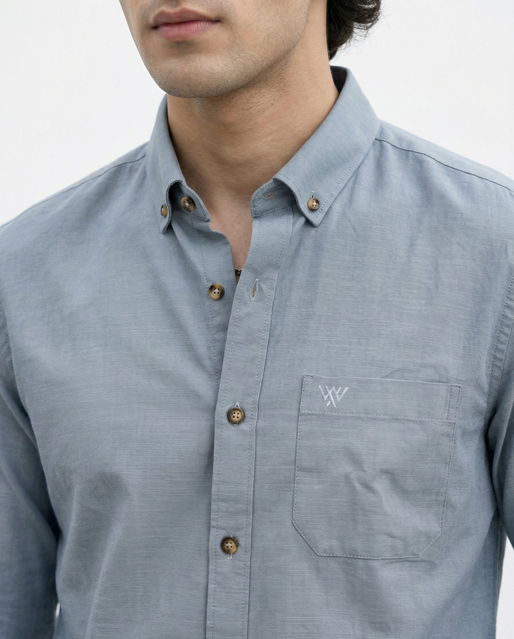 Full-Sleeve Breeze Linen Shirt in Grey