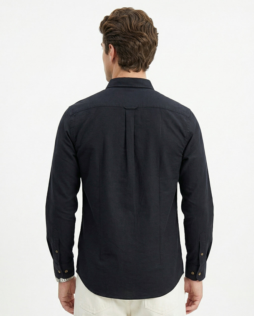 Full-Sleeve Breeze Linen Shirt in Black
