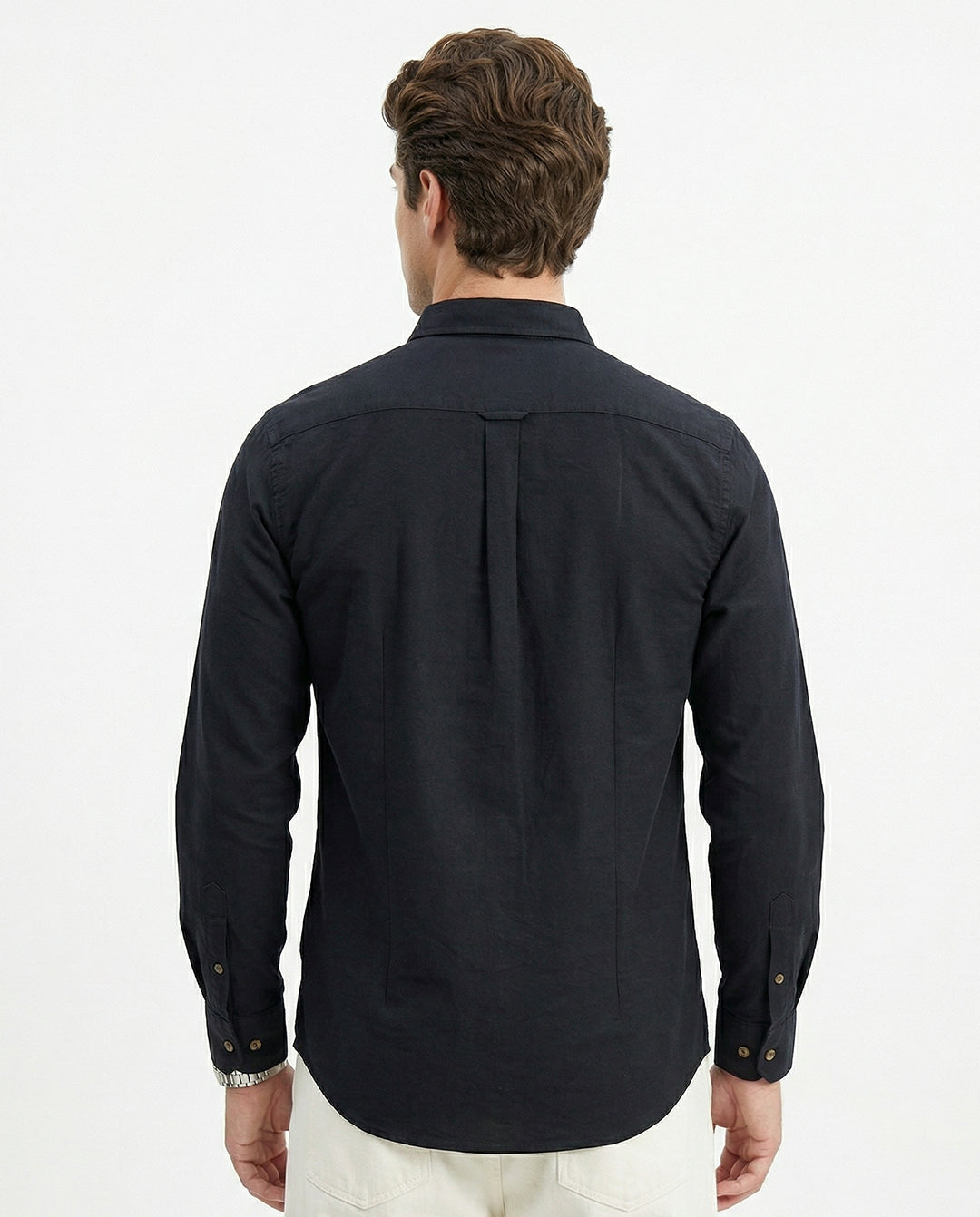 Full-Sleeve Breeze Linen Shirt in Black